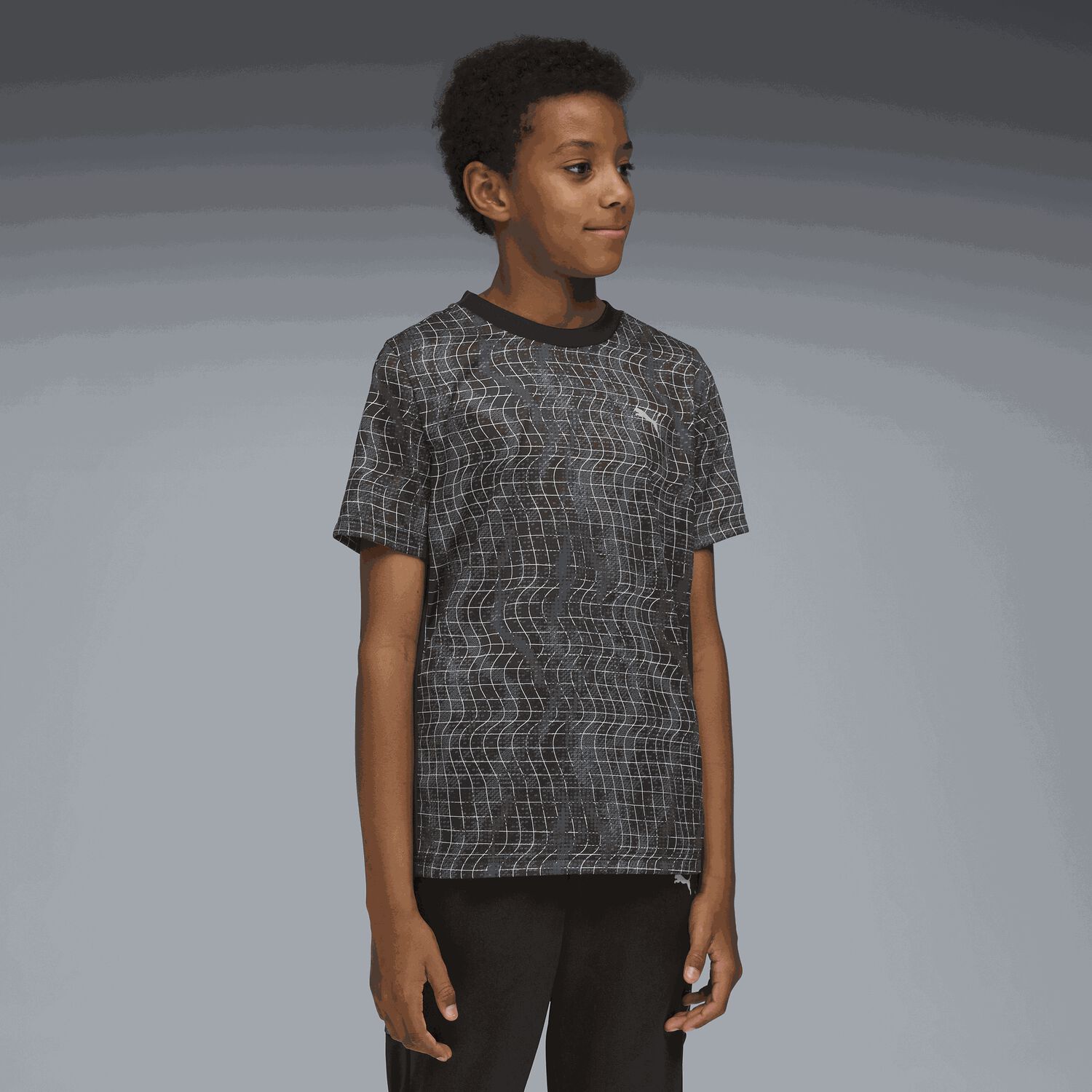 تي شيرت أسود بشعار للأولاد, 1, hi-res