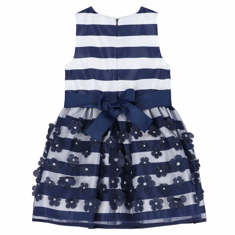 Girls Navy Blue & White Dress, 1, hi-res image number null