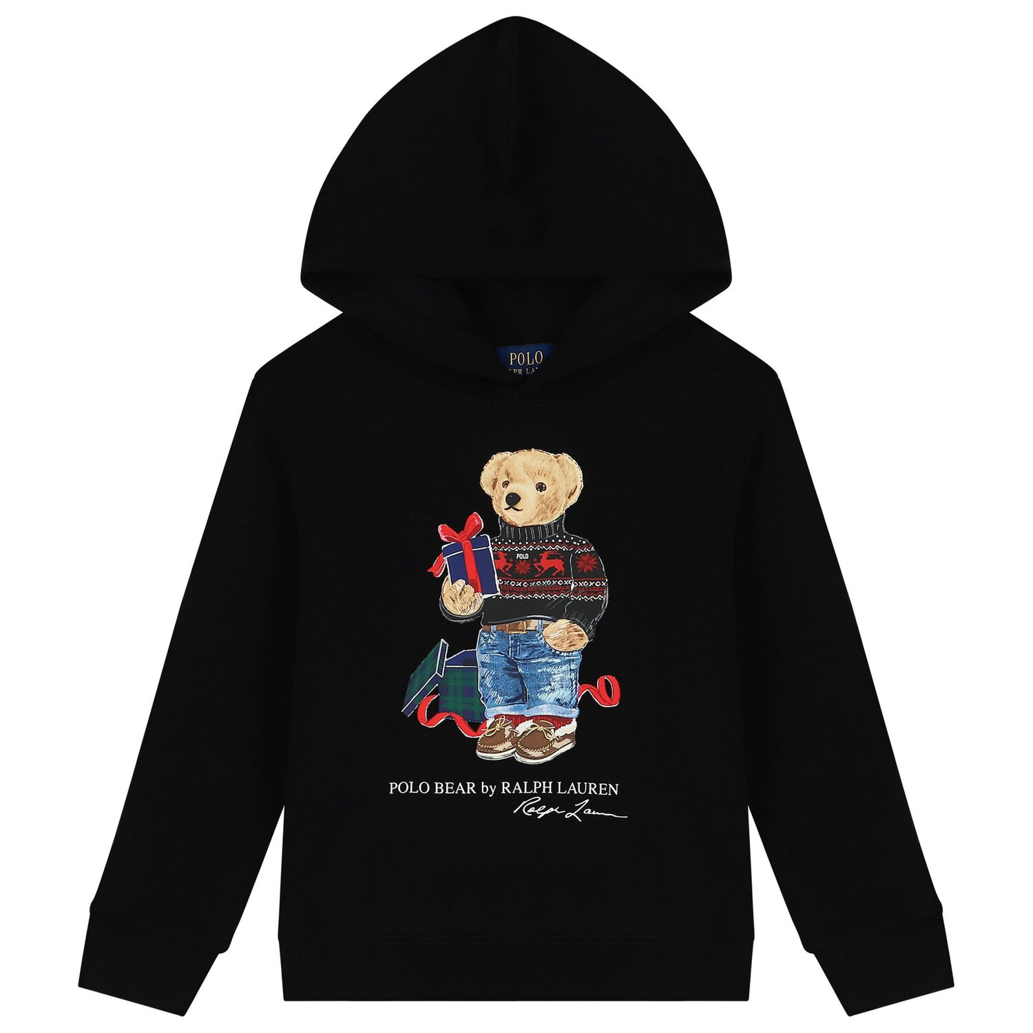 توب هودى أولاد بطبعة الدب ياللون الأسود, 1, hi-res