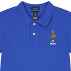 Boys Blue Polo Bear Polo Shirt, 1, hi-res