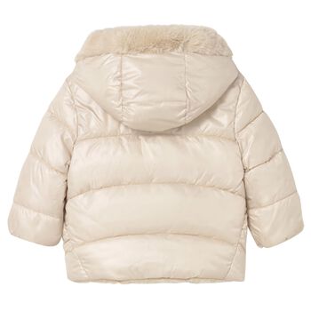 Younger Girls Beige Reversible Faux Fur Jacket