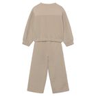 Girls Beige Trousers Set, 1, hi-res