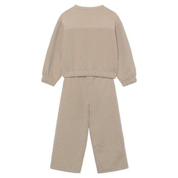 Girls Beige Wide Leg Trouser Set