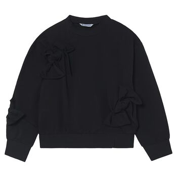 Girls Black Bow Sweatshirt