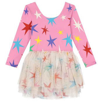 Girls Pink Star Print Dress