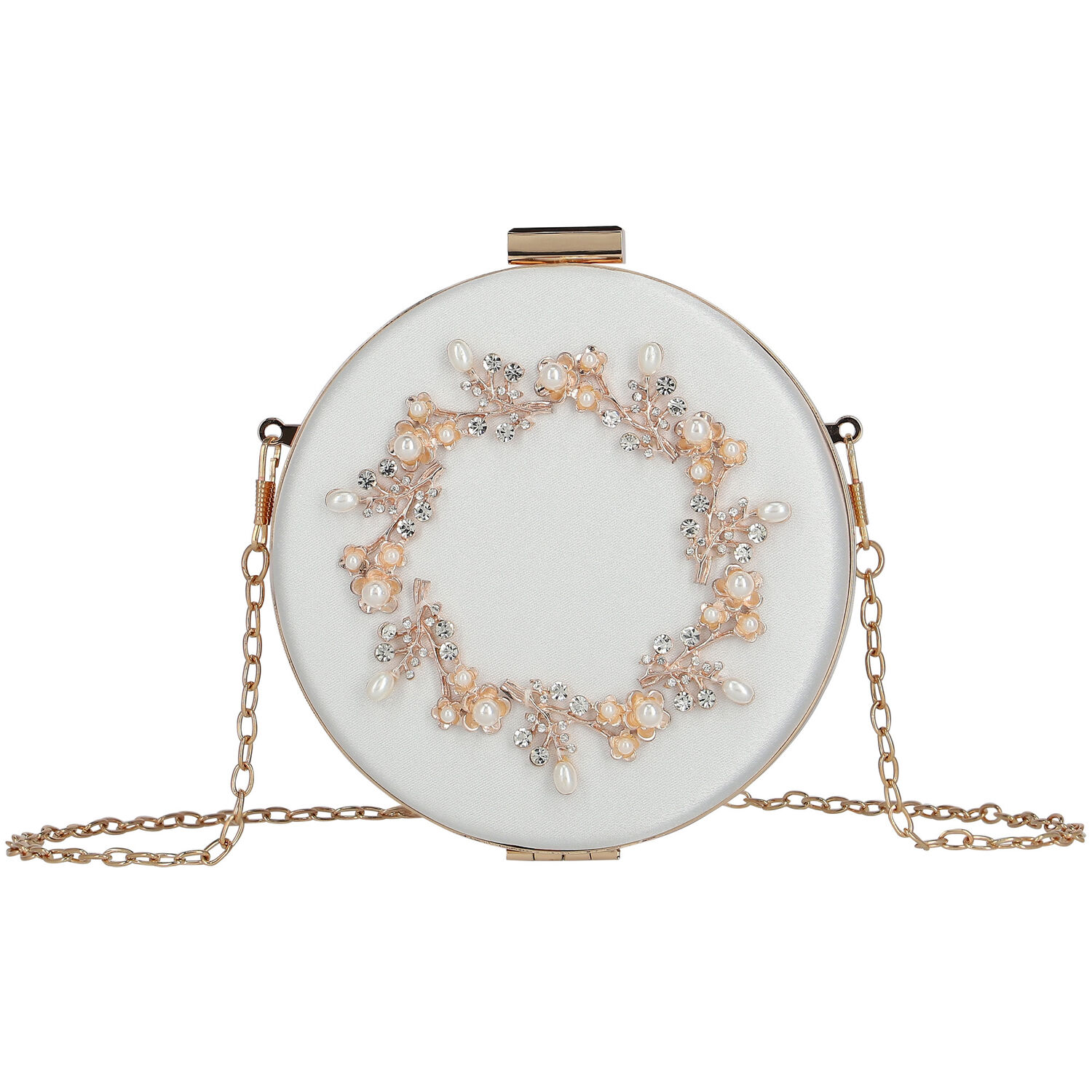 Girls White & Gold Embellished Satin Bag, 2, hi-res image number null