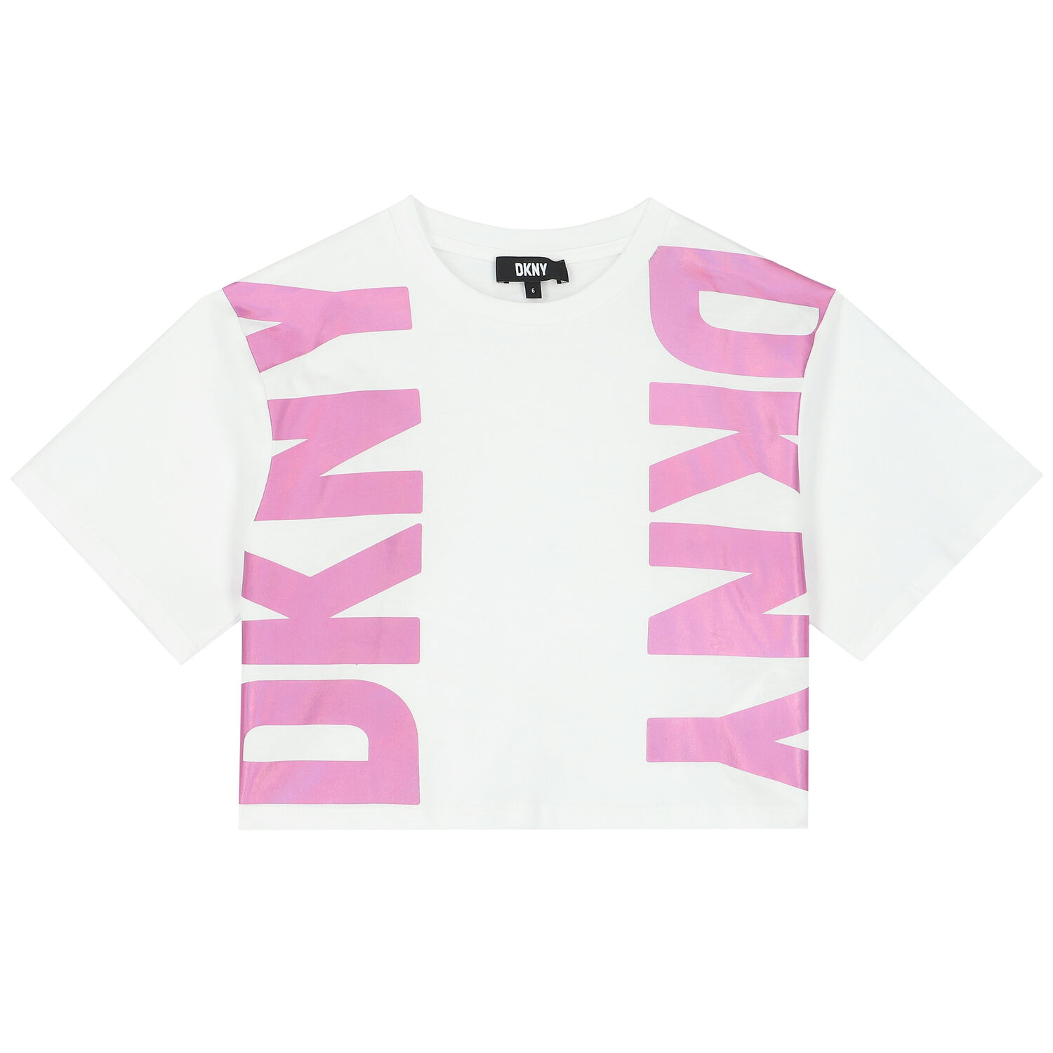 تيشيرت بالشعار باللون الابيض و البنك للبنات , 3, hi-res