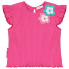 طقم تنورة بطبعة الزهور باللون الوردي للبنات , 1, hi-res