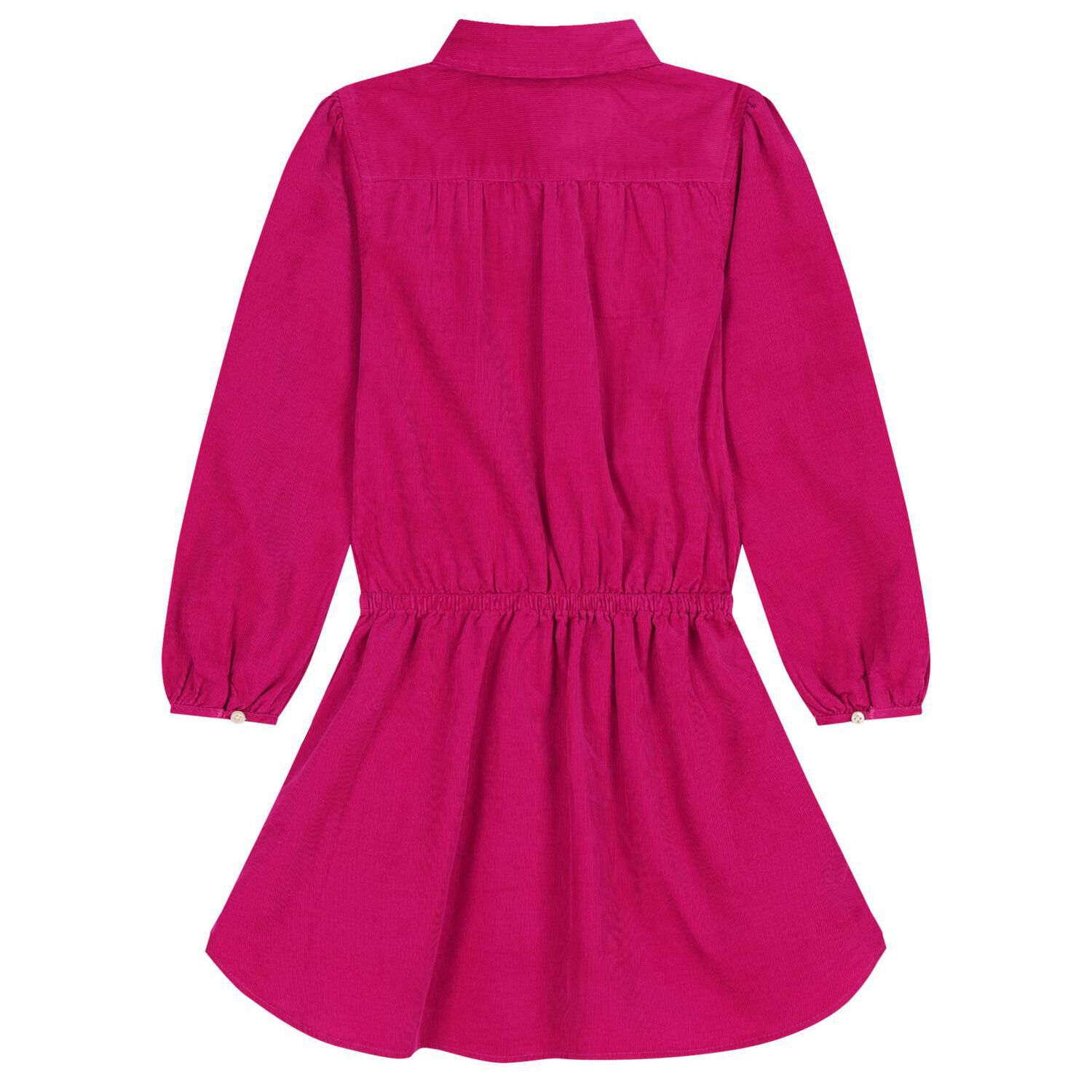 Girls Pink Logo Needlecord Dress, 1, hi-res