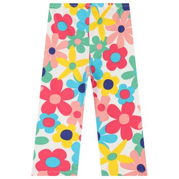 Girls White Flower Leggings Set