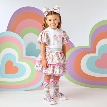 Girls Pink Abstract Heart Cotton Socks