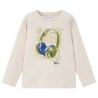 Boys Ivory Headphone Long Sleeve Top, 4, hi-res