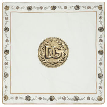 White & Beige Coin Logo Baby Blanket