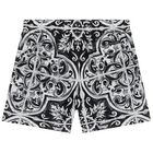Boys Black & White Majolica Swim Shorts, 1, hi-res