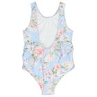 Girls Blue Floral Swimsuit, 2, hi-res