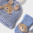 Baby Boys Blue Puppy Knitted Hat & Socks Set, 3, hi-res