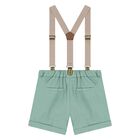 Baby Boys Green & White Shorts Set, 2, hi-res