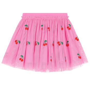 Younger Girls Pink Tulle Cherry Skirt
