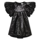 Girls Black Mini-Me Sequin Dress, 1, hi-res