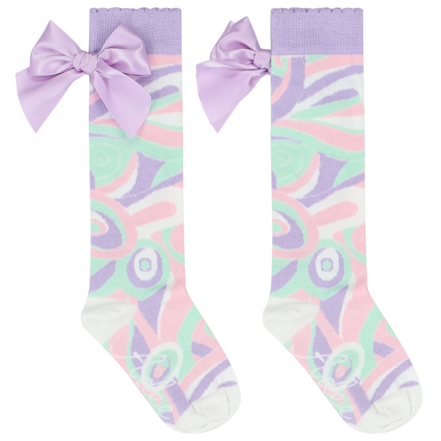 Girls Aqua & Purple Abstract Socks, 1, hi-res