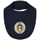 Baby Boys Navy Blue & Gold Logo Bib, 3, hi-res