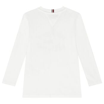 Boys White Logo Long Sleeve Top