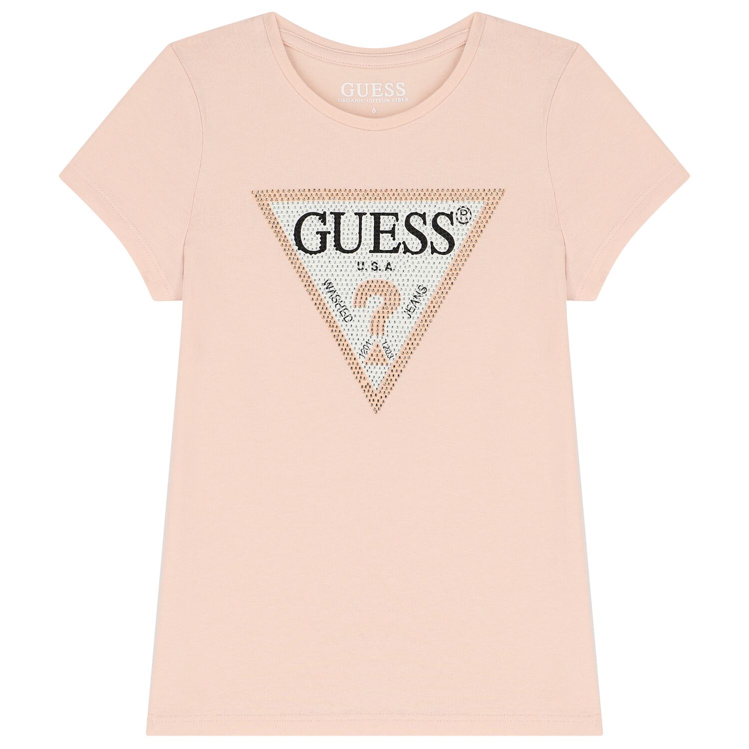 Girls Pink Diamante Logo T-Shirt, 7, hi-res