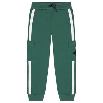 Boys Green Logo Joggers