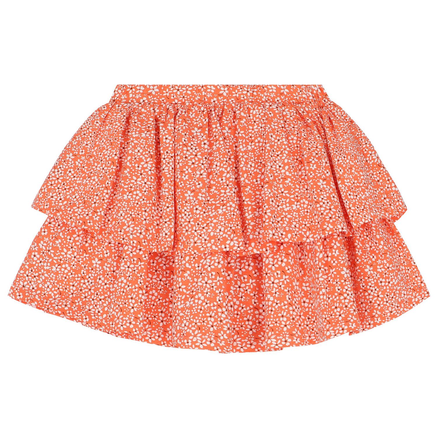 Girls White & Orange Skirt Set, 1, hi-res