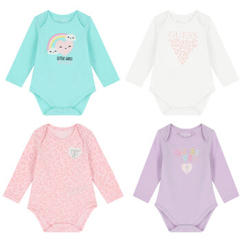 Baby Girls Logo Bodysuits ( 4-Pack )