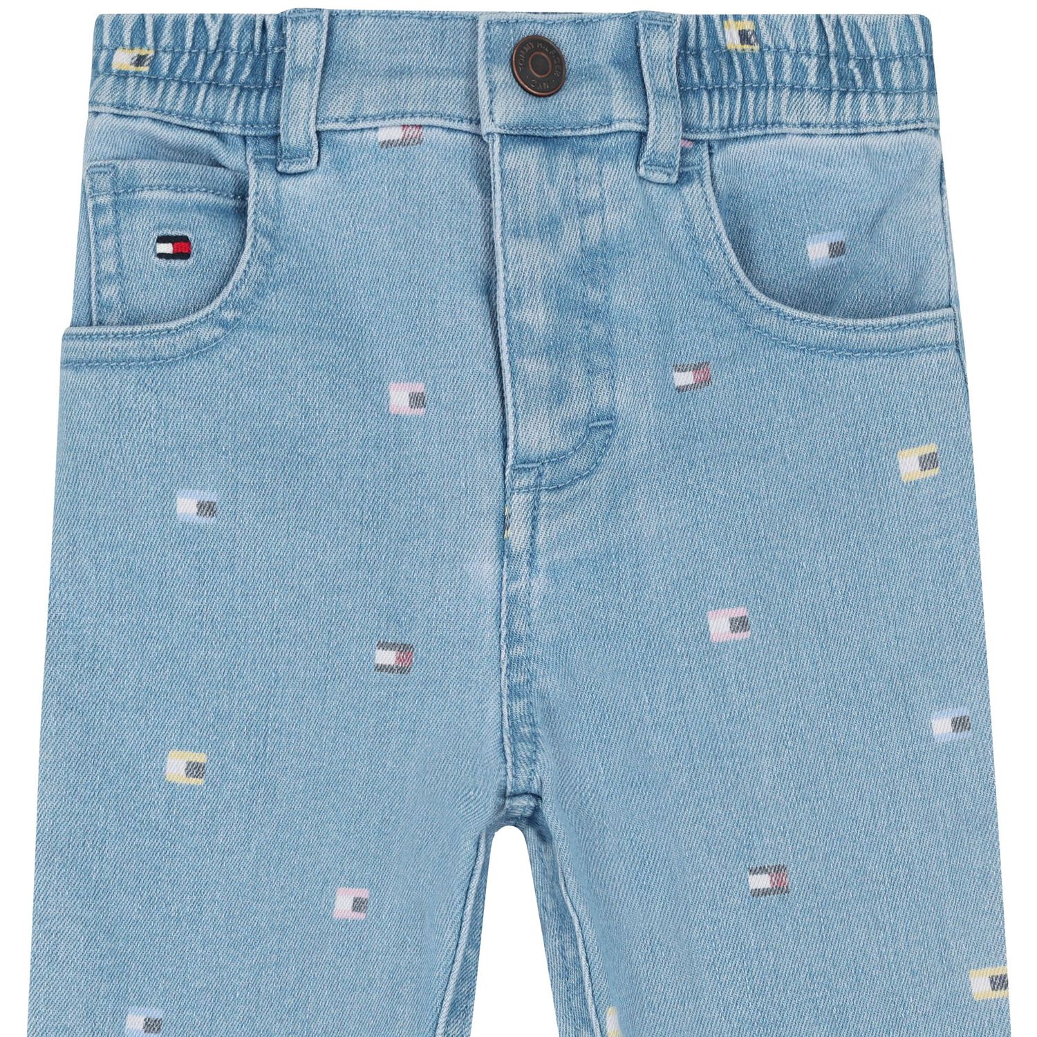 بنطلون جينز دينيم بنات بالشعار باللون الازرق , 1, hi-res image number null