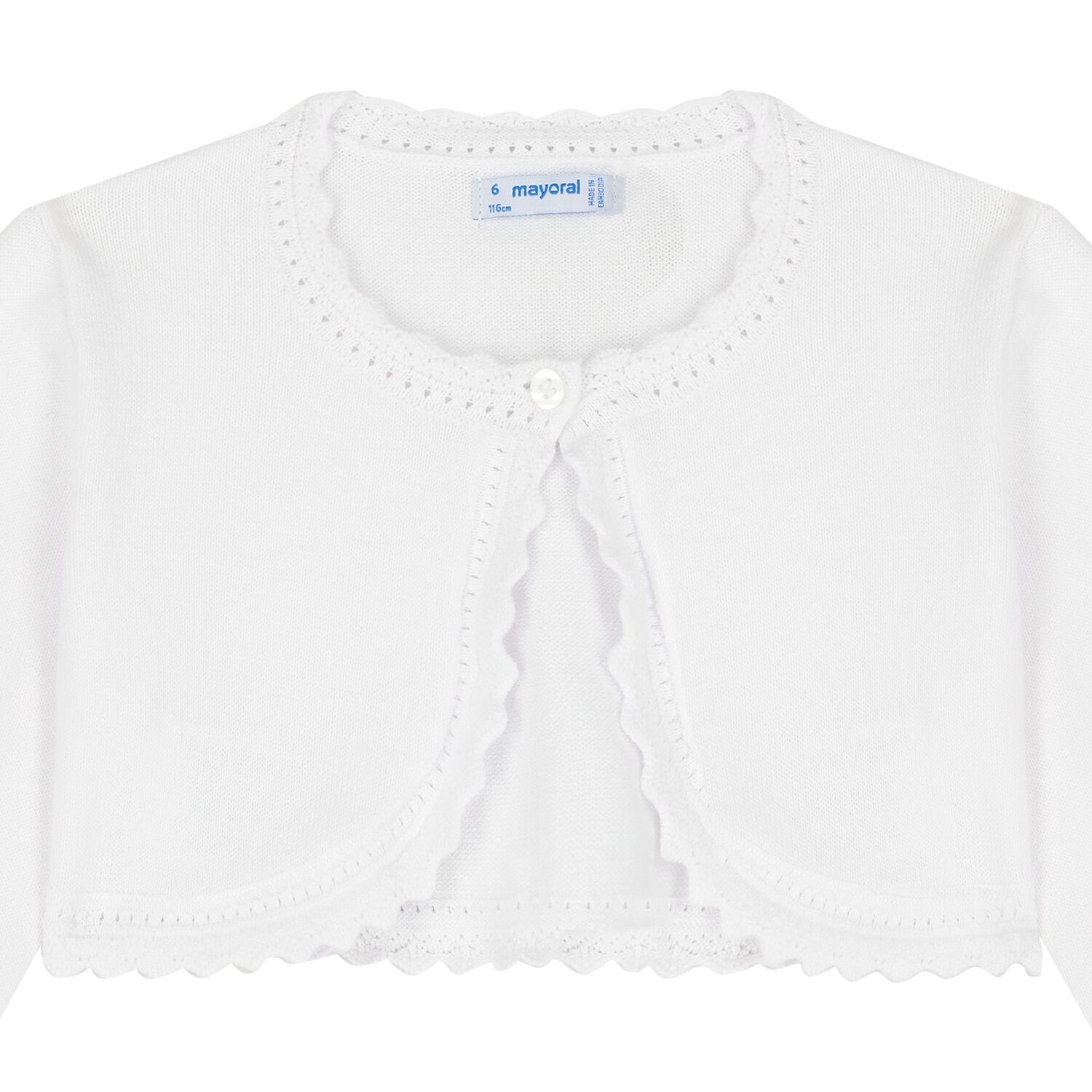 Girls White Bolero Cardigan, 2, hi-res