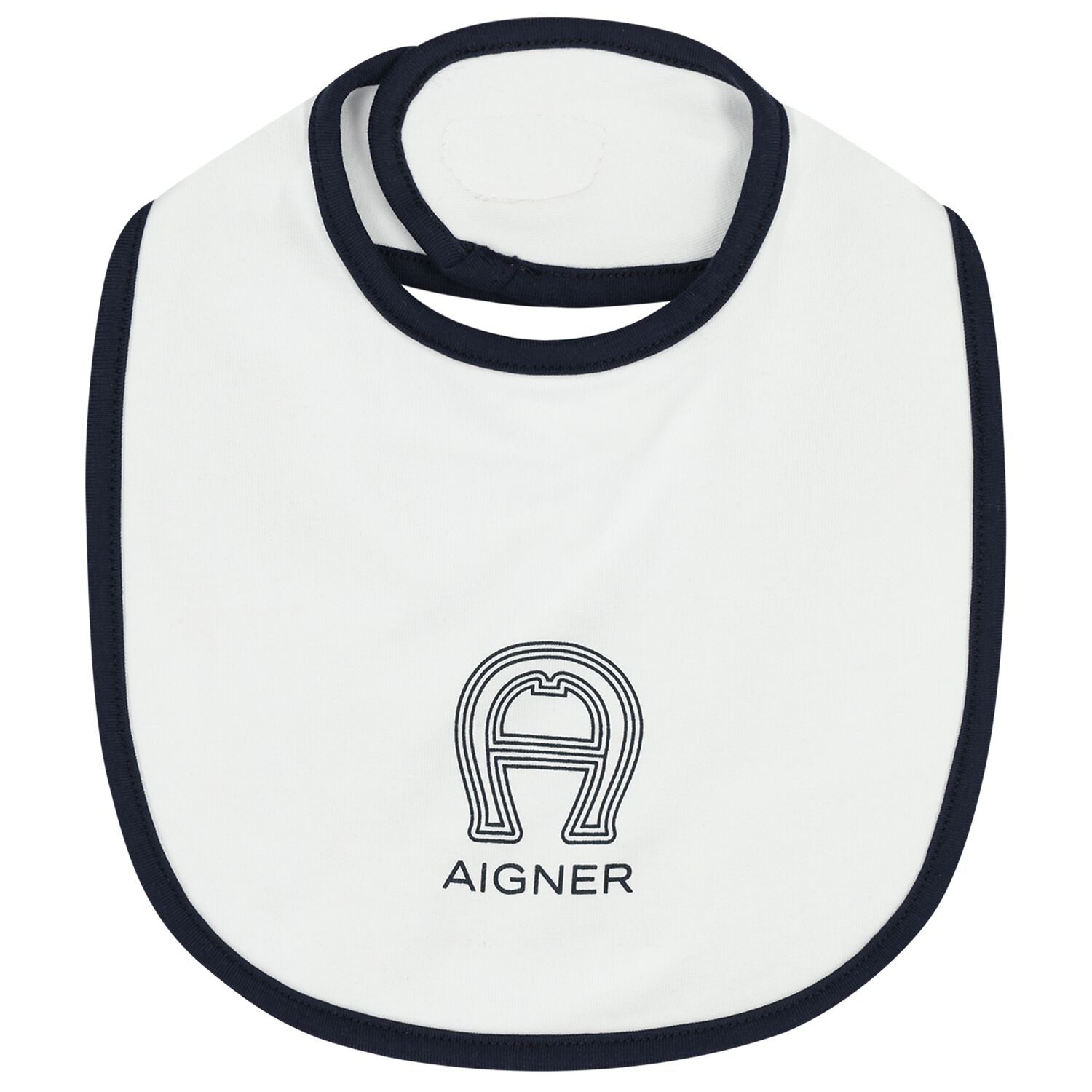 Baby Boys White & Navy Blue Logo Bib, 3, hi-res