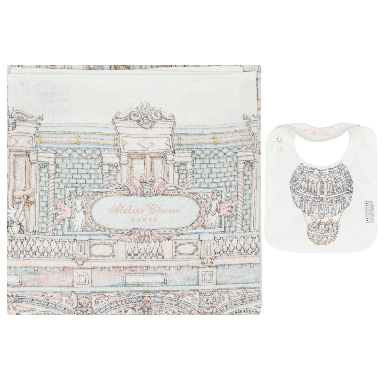 Chateau Choux Carré Swaddle & Bib Gift Set, 1, hi-res