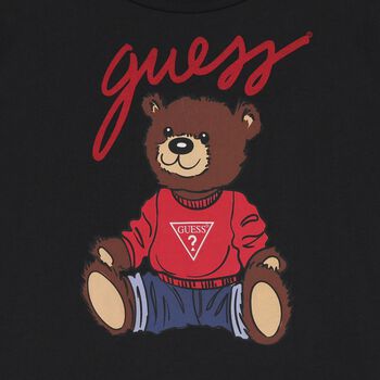 Boys Black Teddy Bear Logo T-Shirt