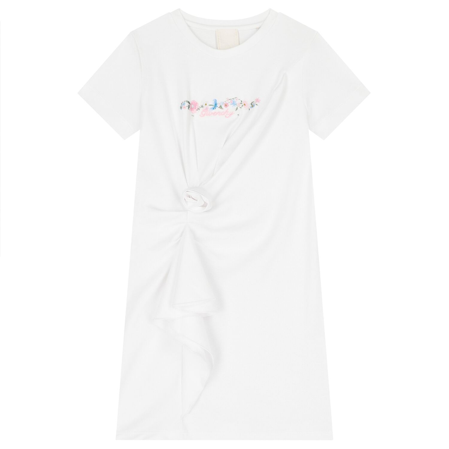 فستان بشعار  الورود باللون الابيض للبنات, 1, hi-res