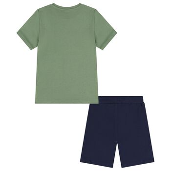 Boys Green & Navy Blue Shorts Set