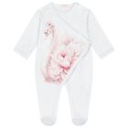 Baby Girls White & Pink Swan Babygrow Set, 1, hi-res