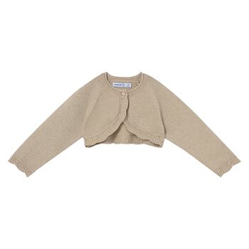 Younger Girls Beige Knitted Cardigan