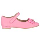 Girls Pink Bow Ballerina Shoes, 1, hi-res