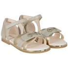 Girls Metallic Gold Diamante Sandals, 1, hi-res