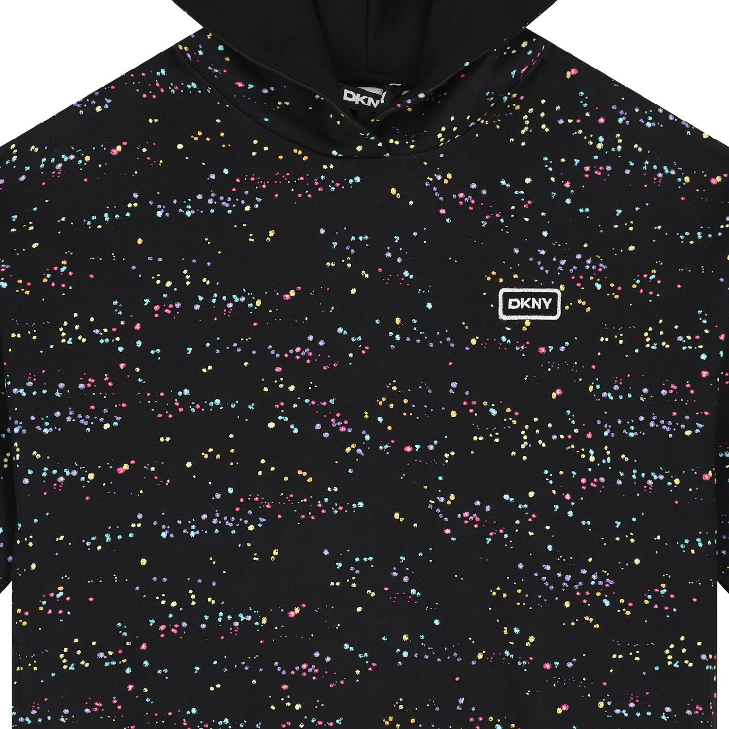 Girls Black Starlight Logo Hooded Dress, 1, hi-res image number null