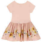 Younger Girls Beige Floral Dress, 1, hi-res