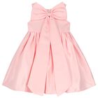 Girls Pink Bow Satin Dress, 1, hi-res