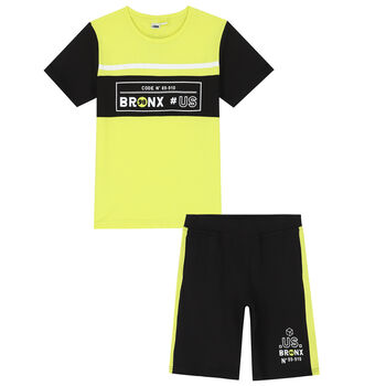 Boys Yellow & Black Shorts Set