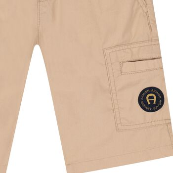 Boys Beige Logo Shorts
