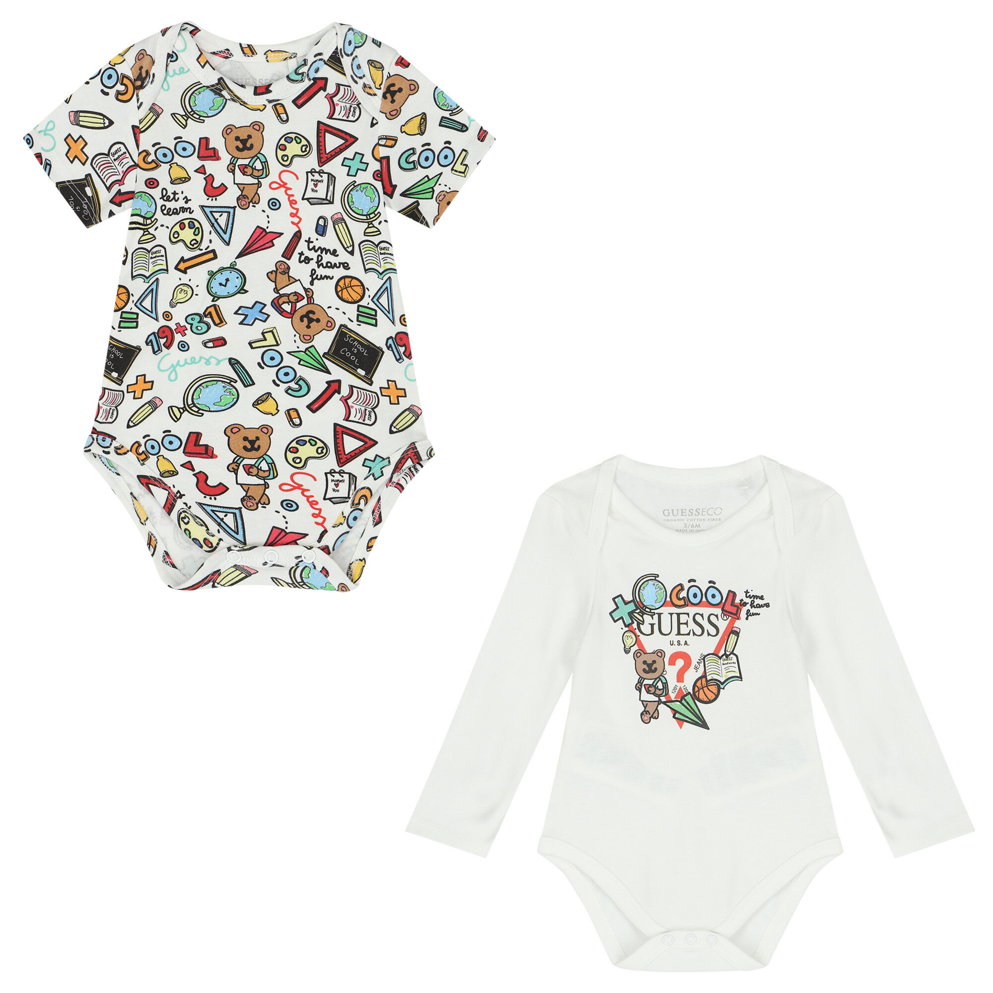 Guess Baby Boys White Logo Bodysuit 2 Pack Junior Couture UAE