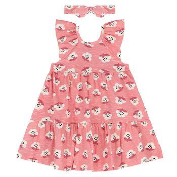 Younger Girls Pink Floral Dress Set