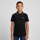 Boys Black Logo Polo Shirt, 1, hi-res
