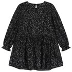Girls Black Embellished Dress, 2, hi-res